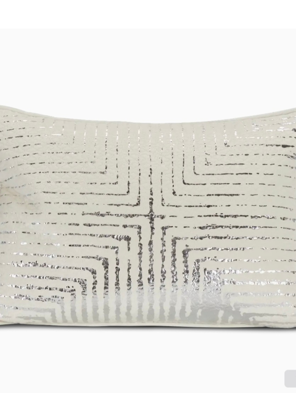 Ivory & Silver Velvet Lumbar Accent Pillow 19" X 13" X 6"- NWT - Picture 4 of 4